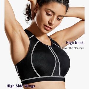 High Neck Black Sports Bra